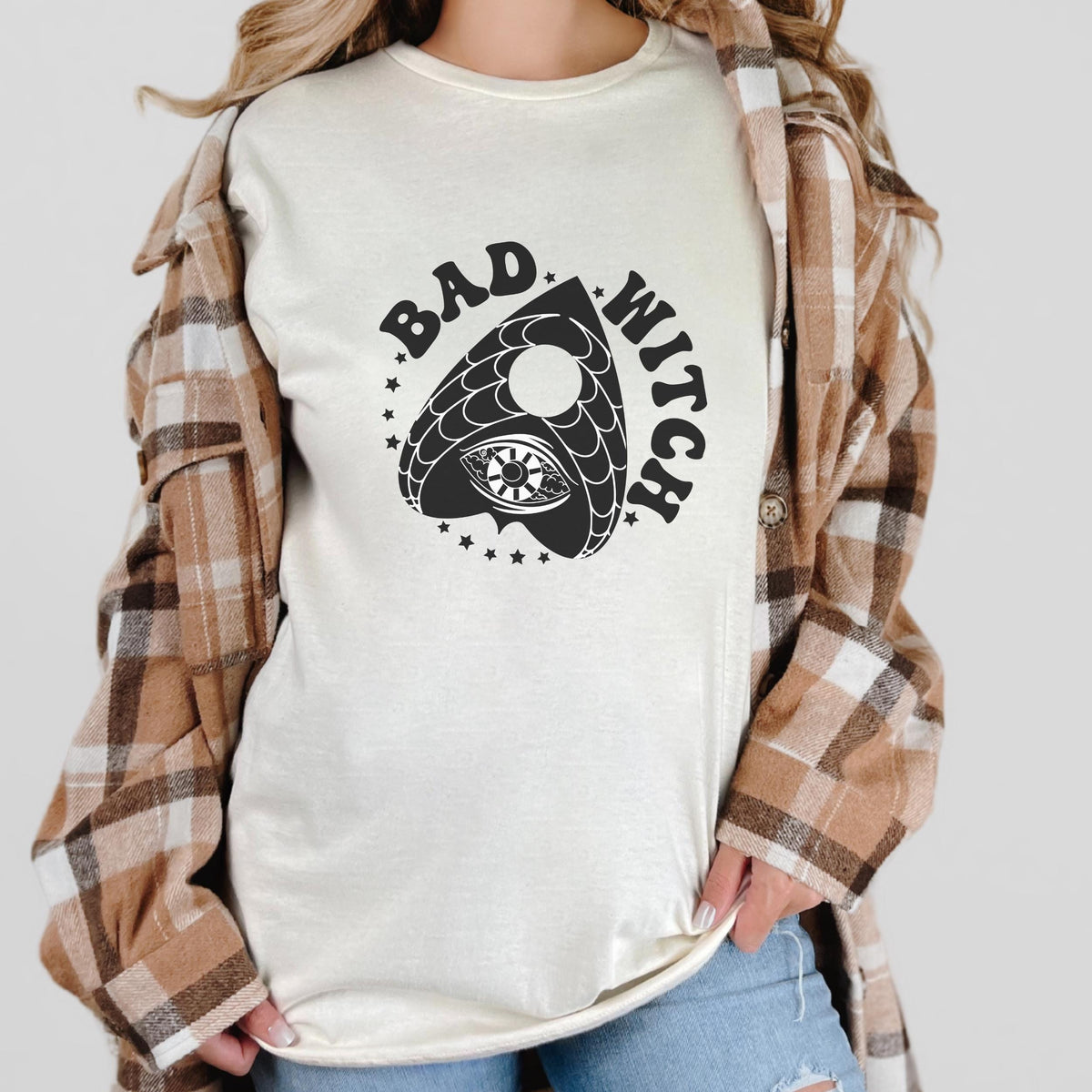 Bad Witch graphic shirt featuring Gothic Ouija Planchette Tee for Witches &