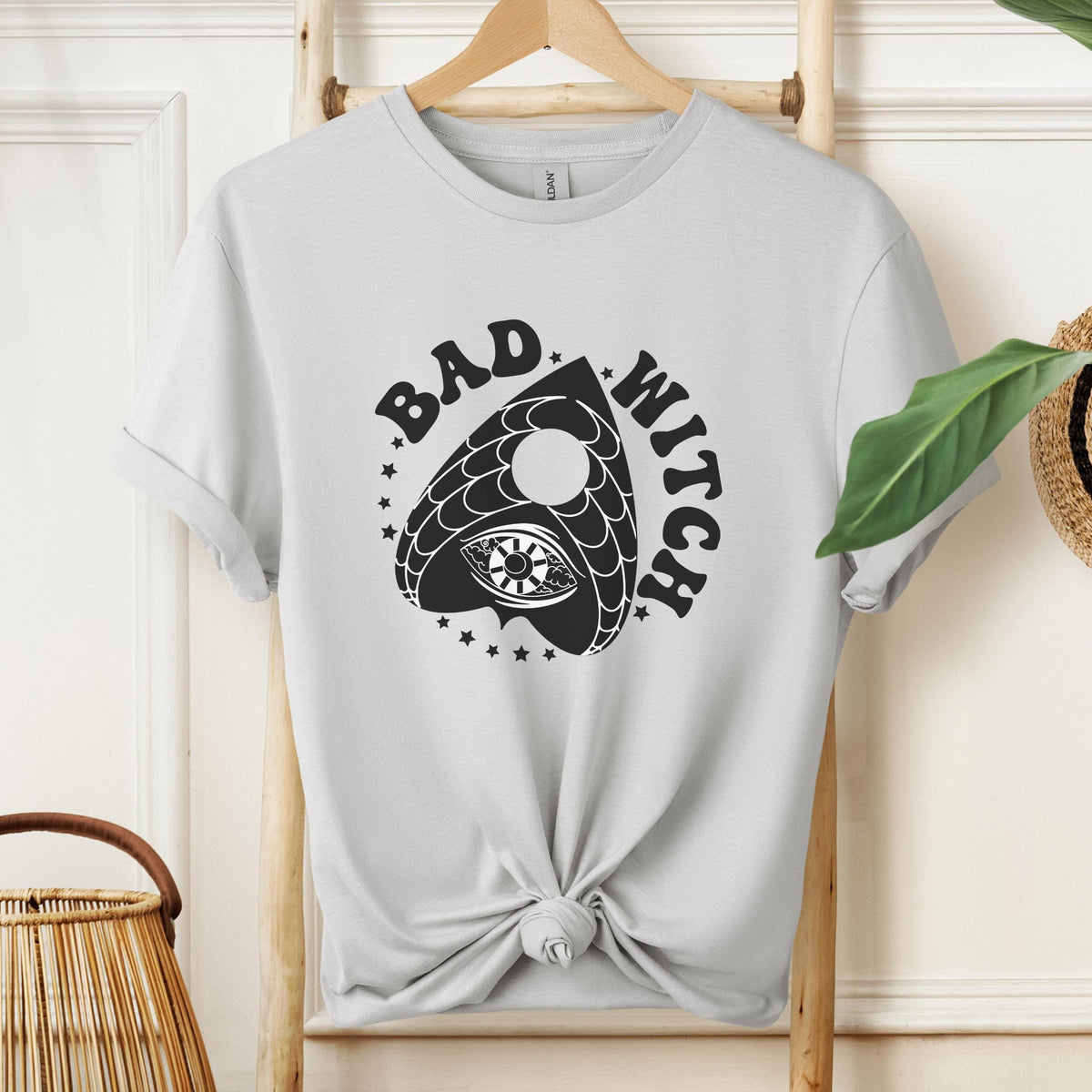 Bad Witch graphic shirt featuring Gothic Ouija Planchette Tee for Witches &