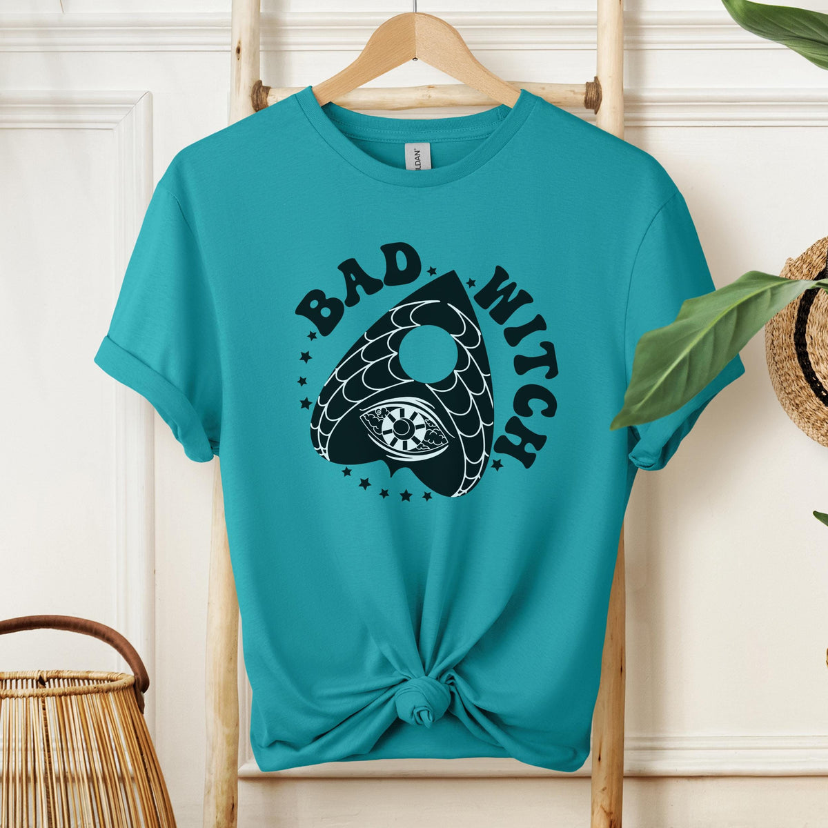 Bad Witch graphic shirt featuring Gothic Ouija Planchette Tee for Witches &