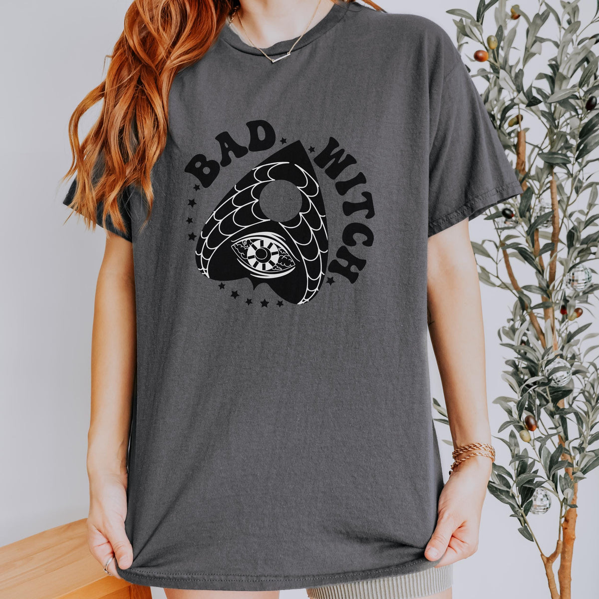 Bad Witch graphic shirt featuring Gothic Ouija Planchette Tee for Witches &