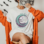 Stay Wild Moon Child graphic shirt featuring Crescent Moon Nature Graphic Tee in Baby Blue