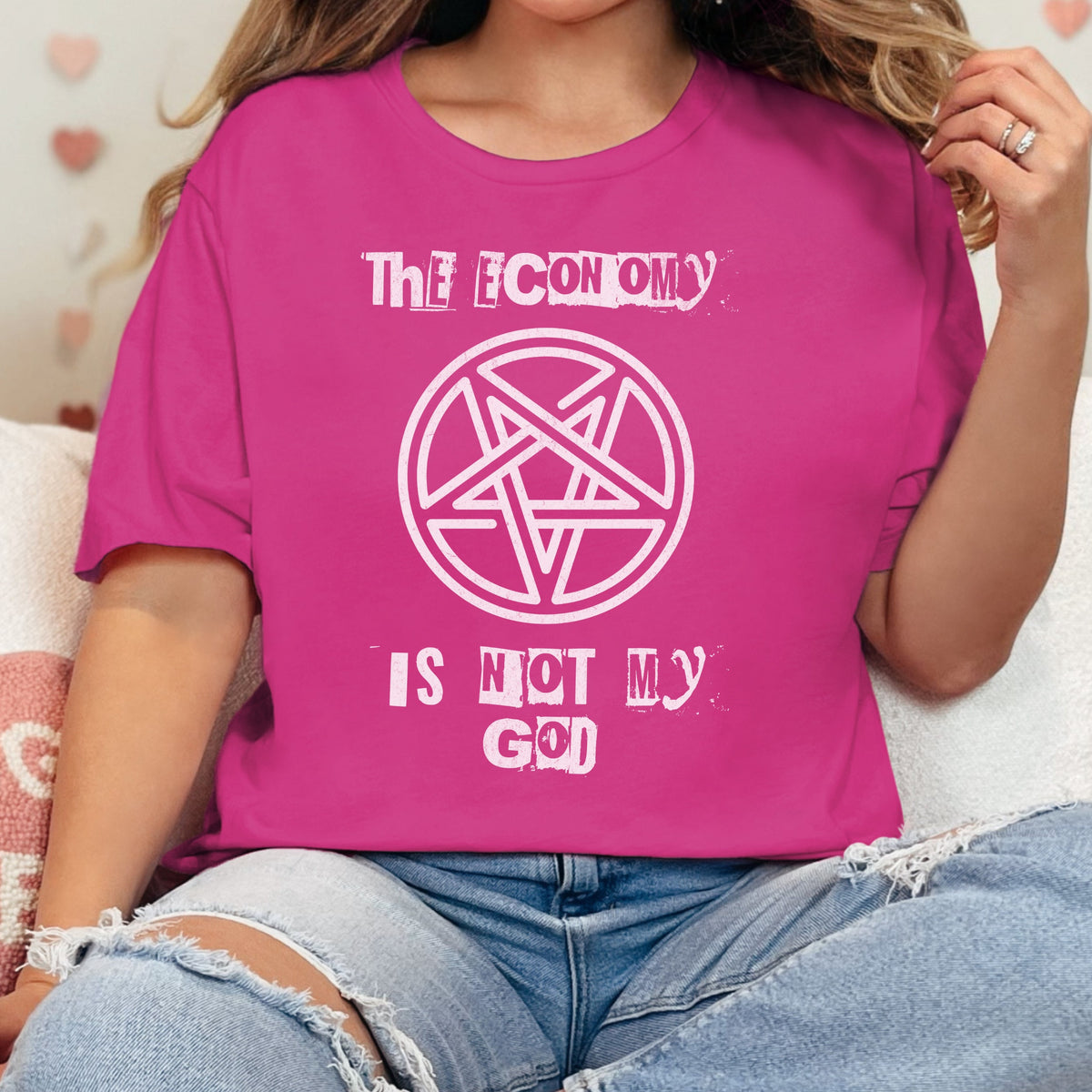 The Economy Is Not My God Pentagram Graphic graphic shirt featuring Anticapitalist Feminist Shirt