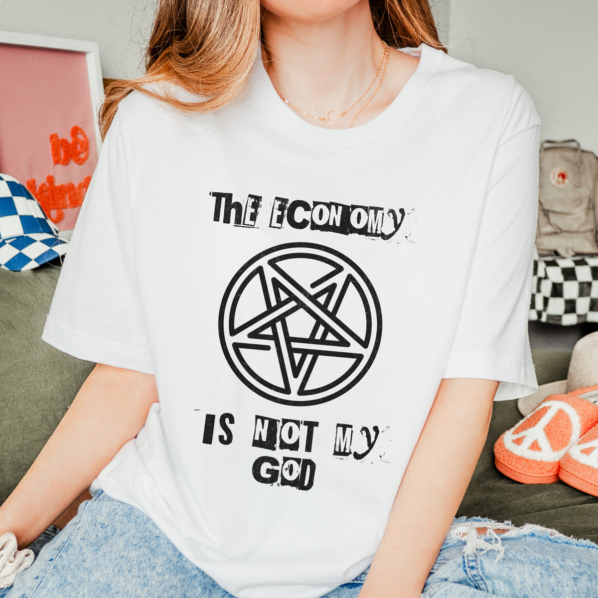 The Economy Is Not My God Pentagram Graphic graphic shirt featuring Anticapitalist Feminist Shirt