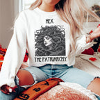 Crewneck Sweatshirt graphic sweatshirt featuring Medusa 'Hex the Patriarchy' Graphic in Ash