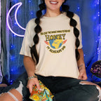 Graphic graphic shirt featuring "You Say the Whole World’s Ending Honey It