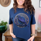 Raven Circle graphic shirt featuring Gothic Purple Crow Graphic Tee