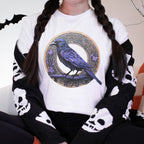 Raven Circle graphic shirt featuring Gothic Purple Crow Graphic Tee
