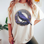 Raven Circle graphic shirt featuring Gothic Purple Crow Graphic Tee