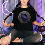 Raven Circle graphic shirt featuring Gothic Purple Crow Graphic Tee