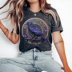 Raven Circle graphic shirt featuring Gothic Purple Crow Graphic Tee