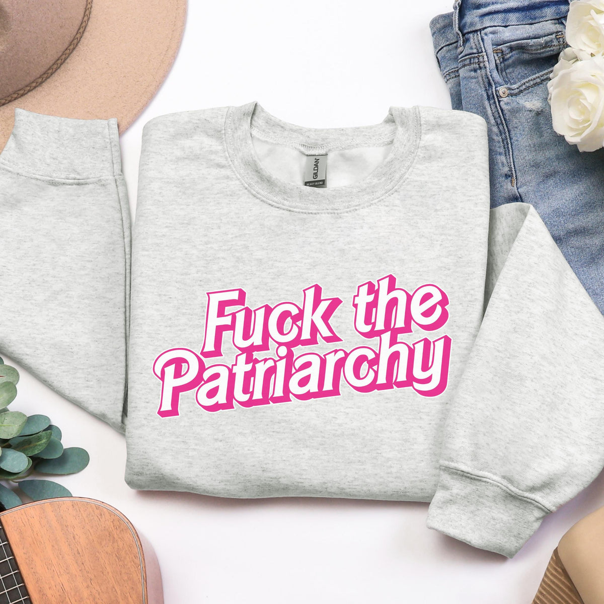 Fuck the Patriarchy graphic sweatshirt featuring Feminist Statement Pullover