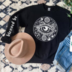 Mystic Eye graphic sweatshirt featuring Celestial All-Seeing Eye Graphic in Ash