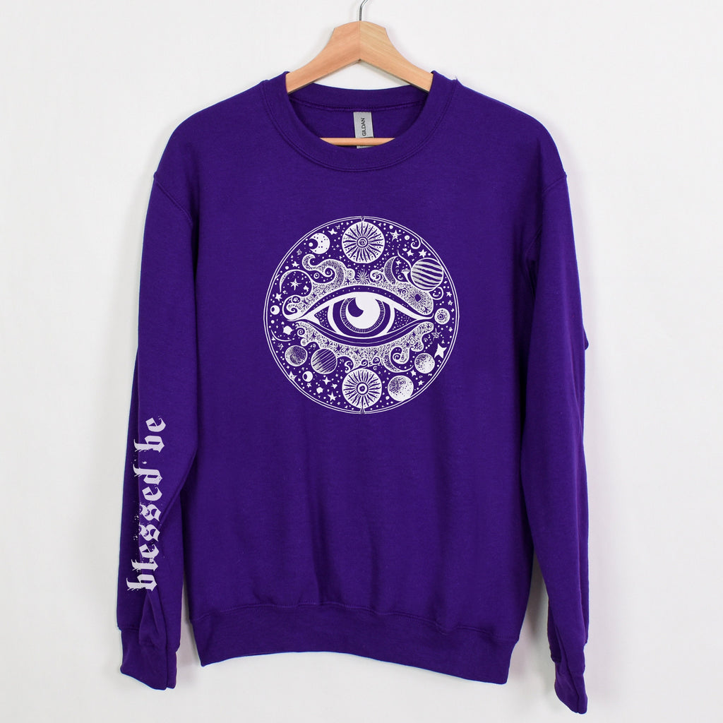 Mystic Eye graphic sweatshirt featuring Celestial All-Seeing Eye Graphic