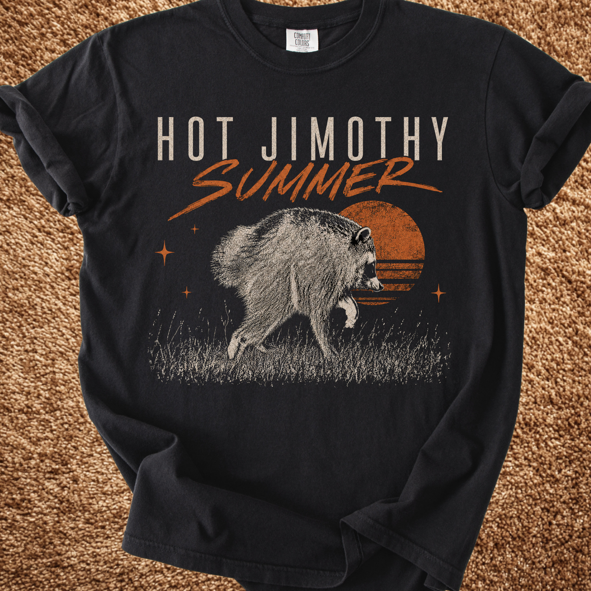Hot Jimothy Summer Raccoon graphic shirt featuring Seattle Meme Comfort Colors Graphic Tee