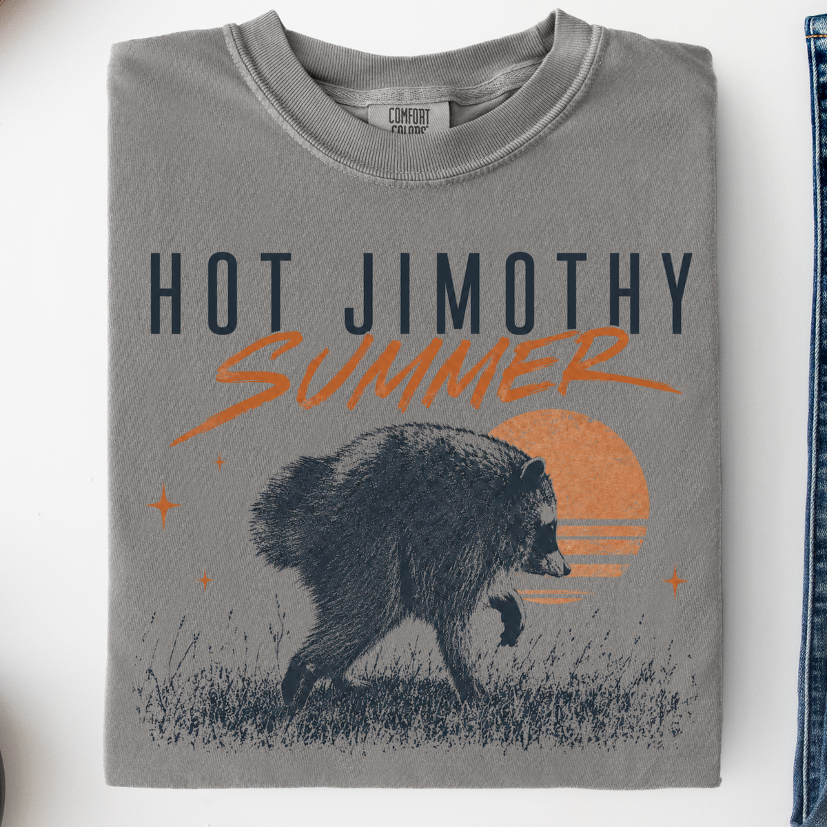Hot Jimothy Summer Raccoon graphic shirt featuring Seattle Meme Comfort Colors Graphic Tee