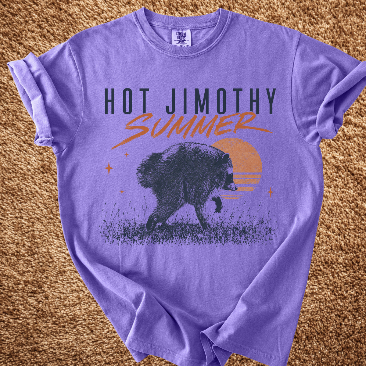Hot Jimothy Summer Raccoon graphic shirt featuring Seattle Meme Comfort Colors Graphic Tee