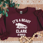Crewneck Sweatshirt graphic sweatshirt featuring "It's a Beaut Clark 1989" Vintage Tree-Laden in Ash