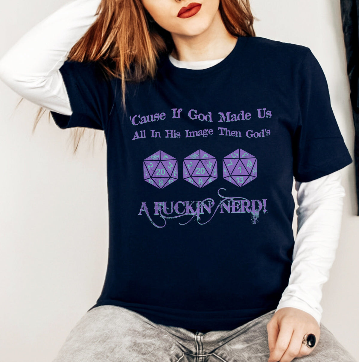 The Amazing Devil Drinking Song For the Socially graphic shirt featuring DnD Dice Shirt