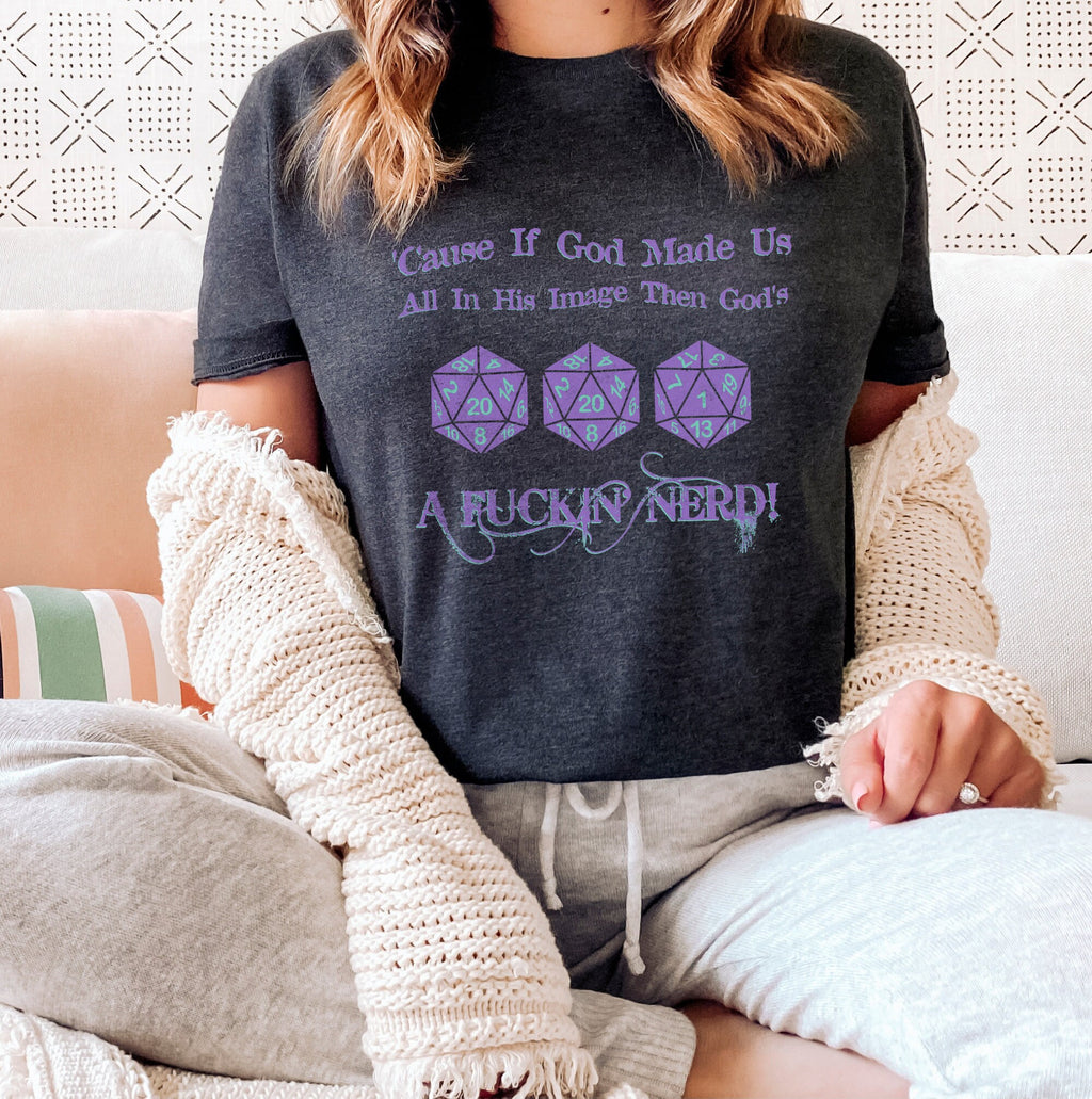 The Amazing Devil Drinking Song For the Socially graphic shirt featuring DnD Dice Shirt