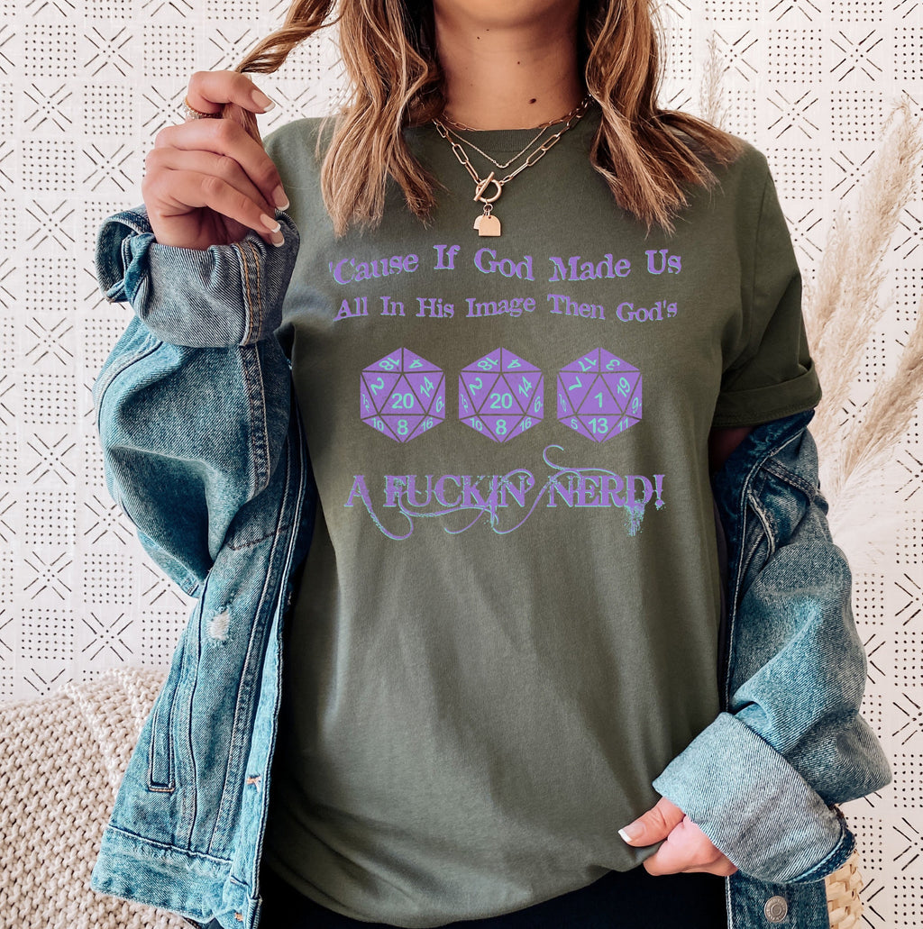 The Amazing Devil Drinking Song For the Socially graphic shirt featuring DnD Dice Shirt