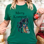 Creepy Krampus Christmas graphic shirt featuring "Merry Krampus" Vintage Holiday Tee in Baby Blue