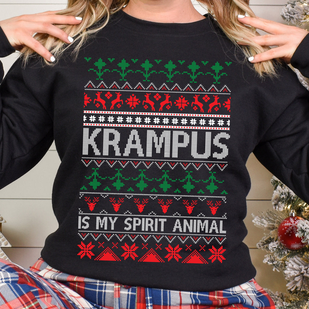 Krampus Ugly Christmas graphic sweatshirt featuring Alpine Folklore Saint Nicholas Vintage