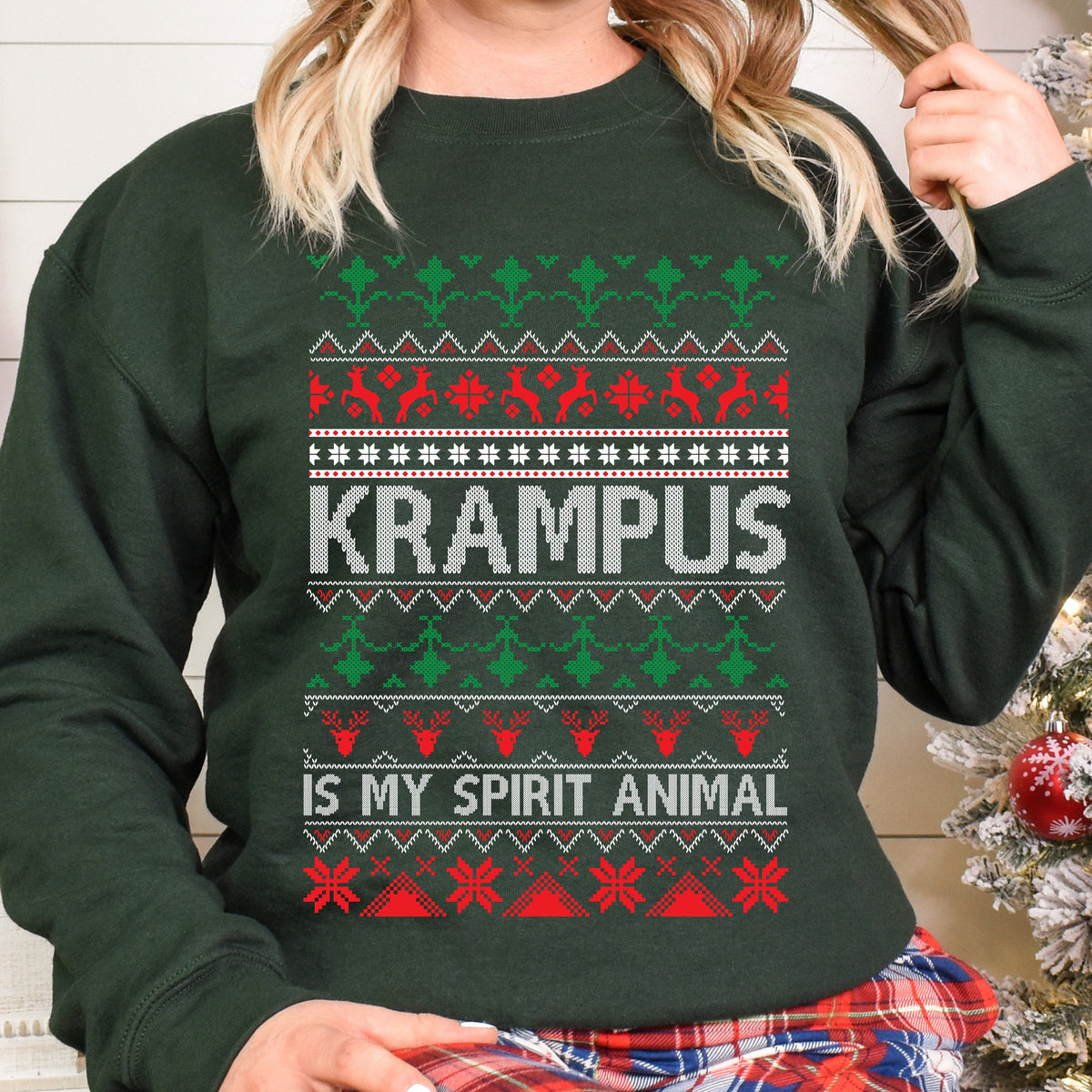 Krampus Ugly Christmas graphic sweatshirt featuring Alpine Folklore Saint Nicholas Vintage