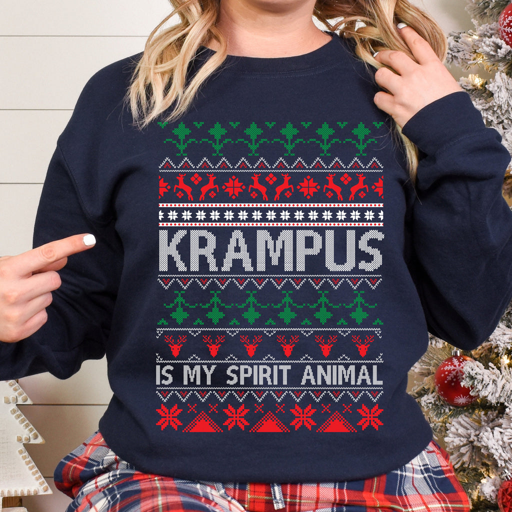 Krampus Ugly Christmas graphic sweatshirt featuring Alpine Folklore Saint Nicholas Vintage