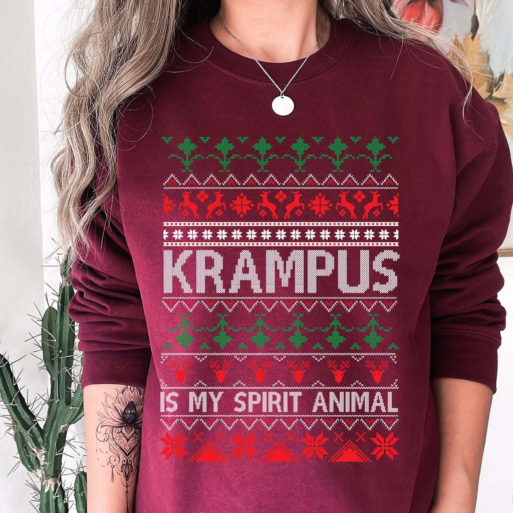Krampus Ugly Christmas graphic sweatshirt featuring Alpine Folklore Saint Nicholas Vintage