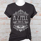 Good Omens A.Z. Fell and Co Antiquarian and Unusual graphic shirt featuring Aziraphale & Crowley Bookish Tee in Black