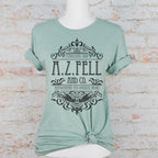 Good Omens A.Z. Fell and Co Antiquarian and Unusual graphic shirt featuring Aziraphale & Crowley Bookish Tee