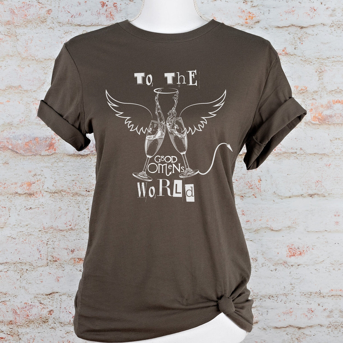 Good Omens graphic shirt featuring "To the World" Ineffable Husbands Crowley & in Army