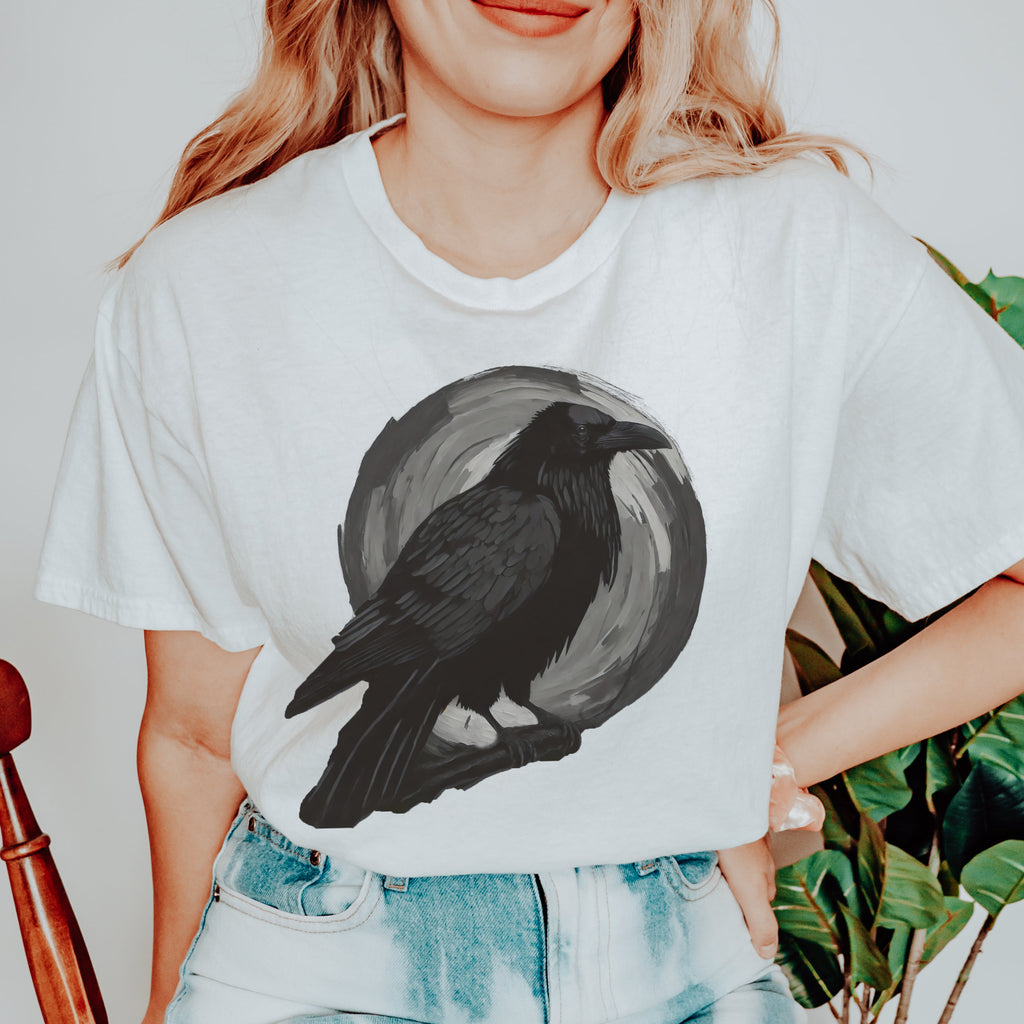 Dark Forest Raven Graphic graphic shirt featuring "Corvid Moon" Heavy Cotton Shirt