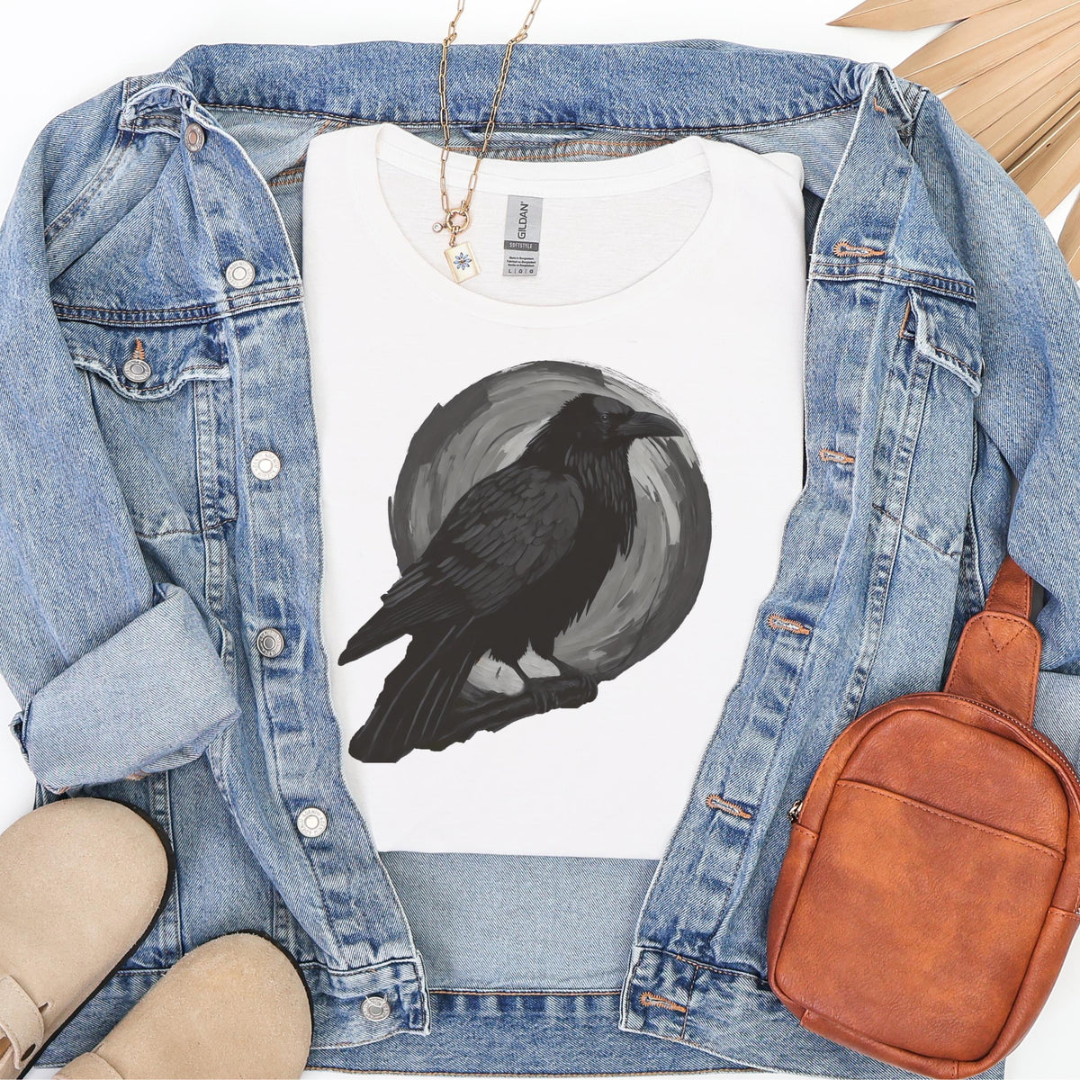 Dark Forest Raven Graphic graphic shirt featuring "Corvid Moon" Heavy Cotton Shirt