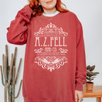 Good Omens A.Z. Fell and Co Antiquarian and Unusual graphic sweatshirt featuring Aziraphale & Crowley Comfort Colors Crewneck