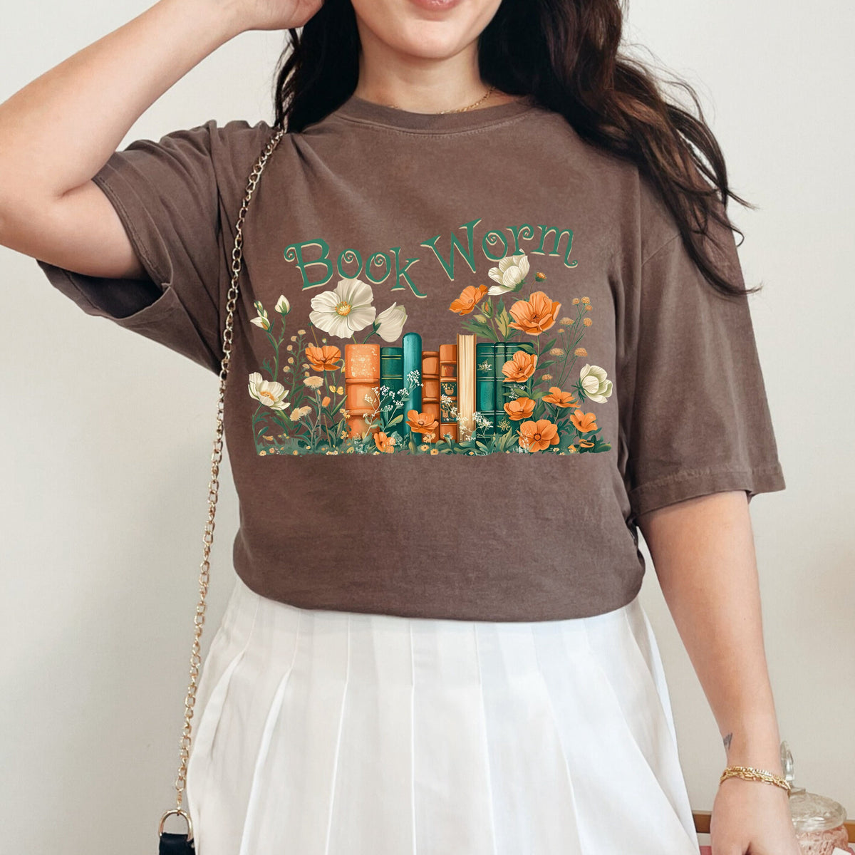 Book Worm Floral Bookish graphic shirt featuring Reader