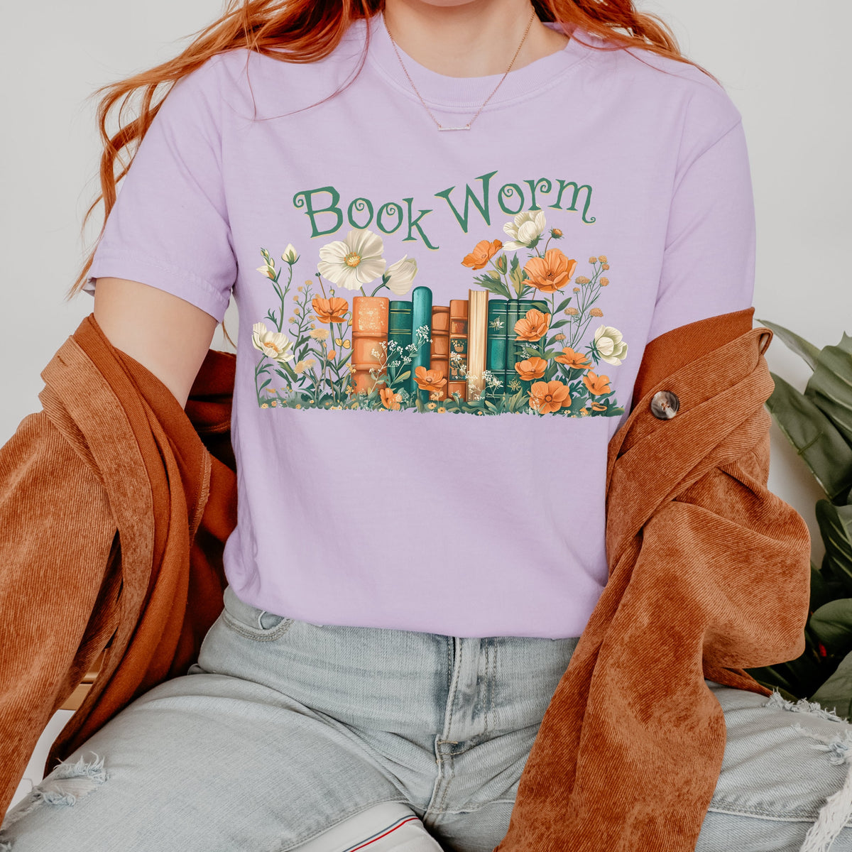 Book Worm Floral Bookish graphic shirt featuring Reader
