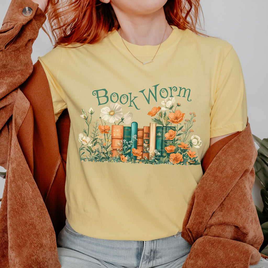 Book Worm Floral Bookish graphic shirt featuring Reader