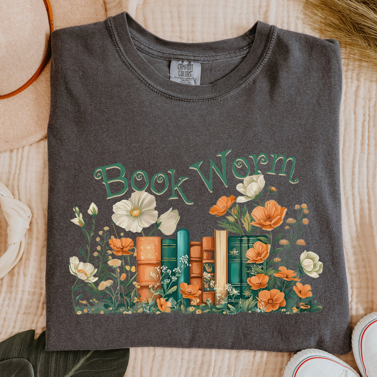 Book Worm Floral Bookish graphic shirt featuring Reader