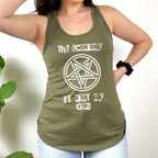 The Economy Is Not My God Activist graphic tank top featuring Pentagram Protest Political Shirt