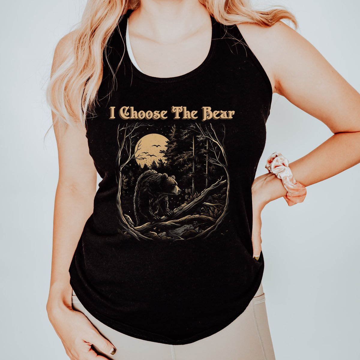 I Choose The Bear graphic tank top featuring Team Bear Shirt in Solid Black