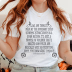 Laws Are Threats graphic shirt featuring Dimension 20 in Army