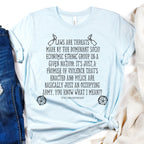 Laws Are Threats graphic shirt featuring Dimension 20