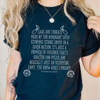 Laws Are Threats graphic shirt featuring Dimension 20