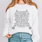 Laws Are Threats graphic sweatshirt featuring Dimension 20 in Ash