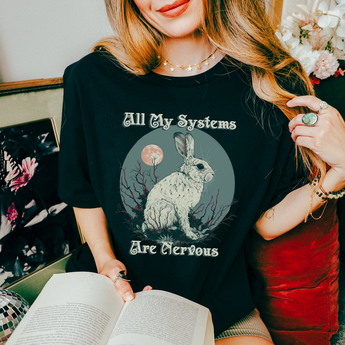 Actually All Of My Systems Are Nervous Funny Mental graphic shirt featuring Meme Anxiety Tee