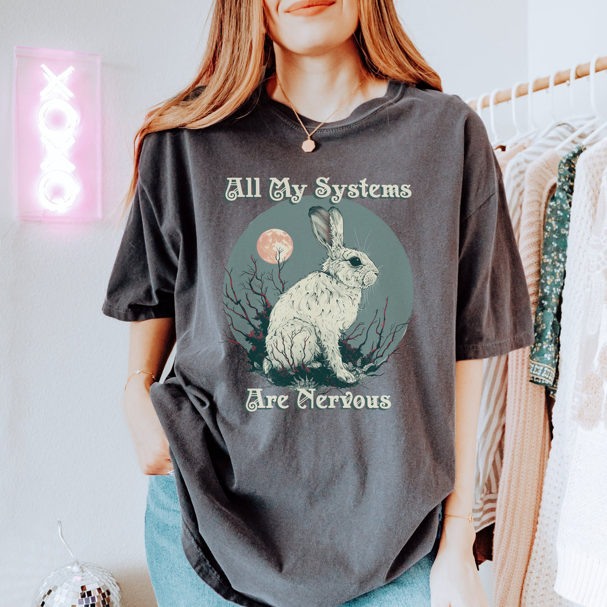 Actually All Of My Systems Are Nervous Funny Mental graphic shirt featuring Meme Anxiety Tee