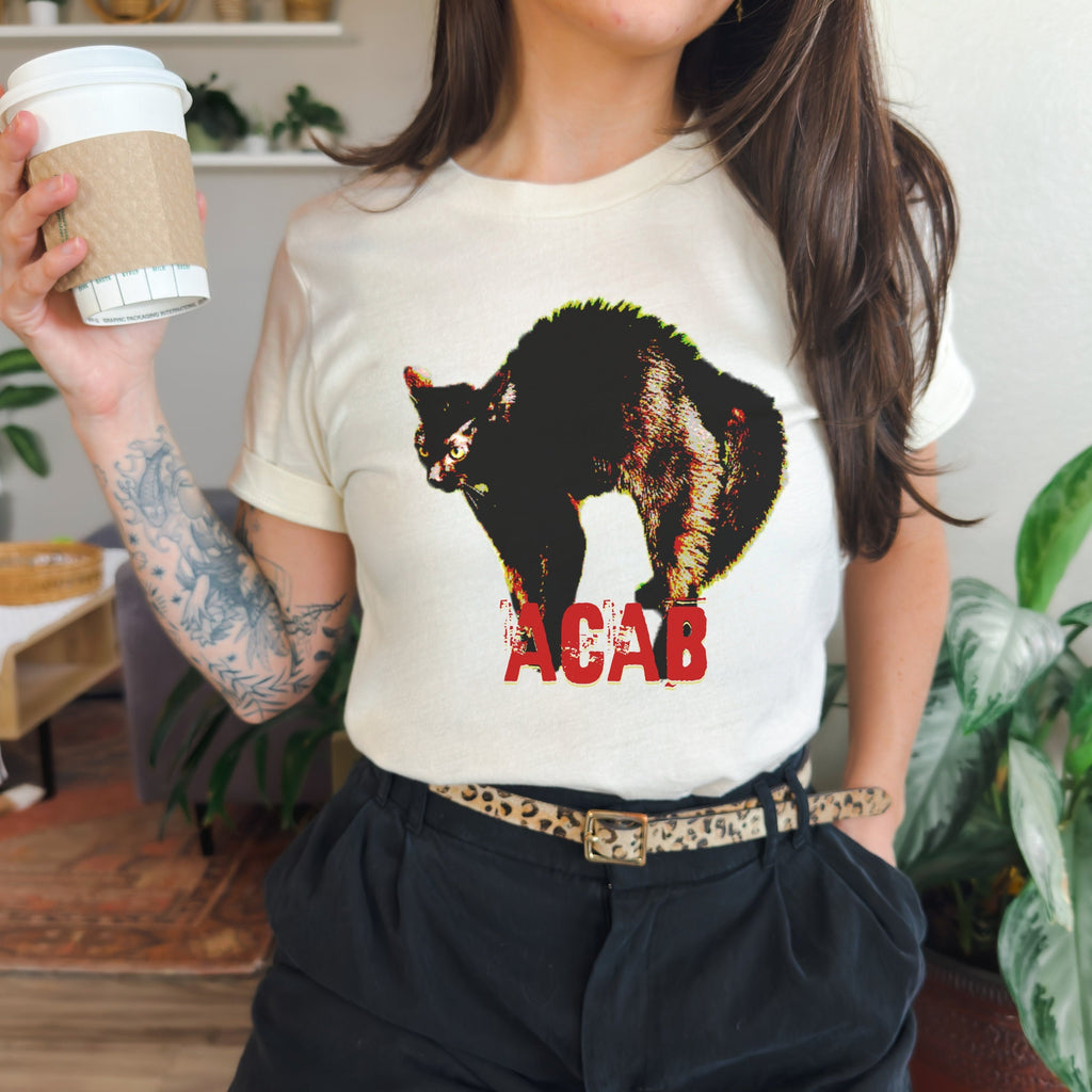 Acab Cat graphic shirt featuring College Protest Shirt