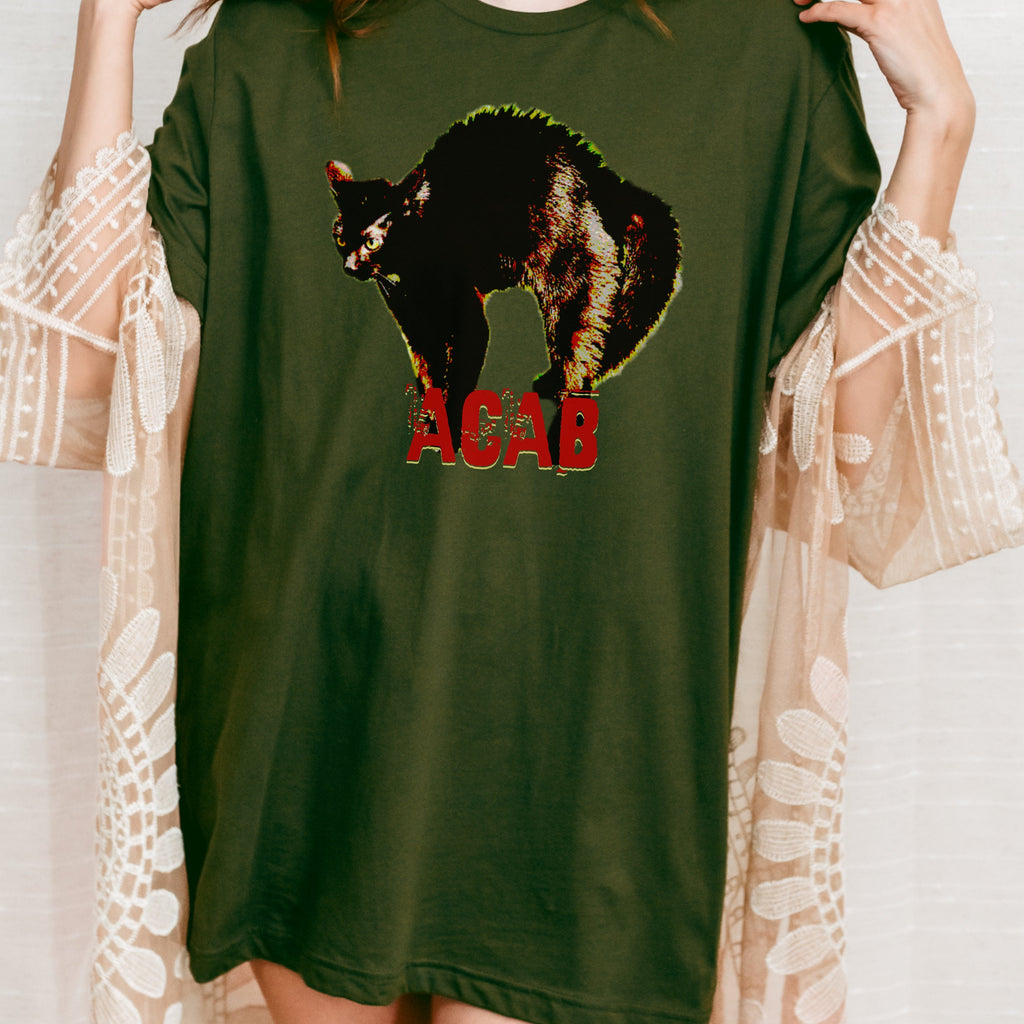 Acab Cat graphic shirt featuring College Protest Shirt