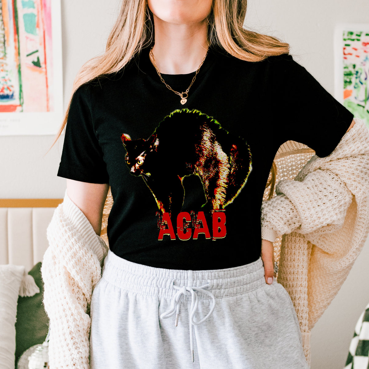 Acab Cat graphic shirt featuring College Protest Shirt